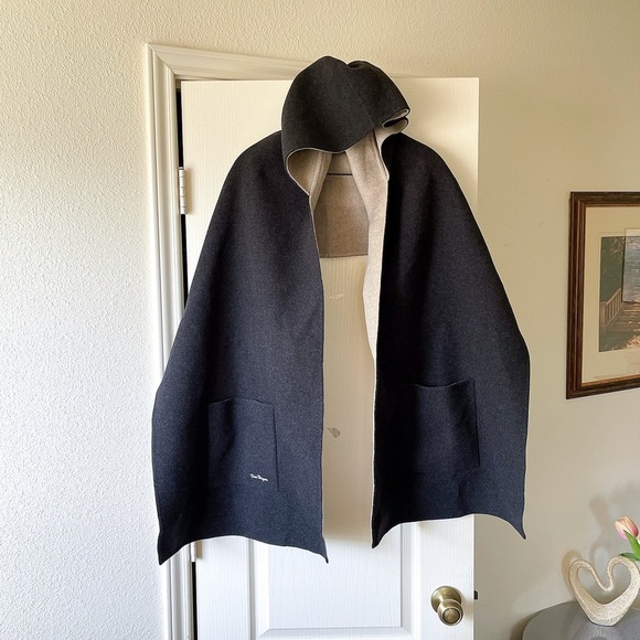 Loro Piana Dom Pérignon Hooded Scarf Wool Cashmere Beige Gray One Size EUC - Picture 7 of 7